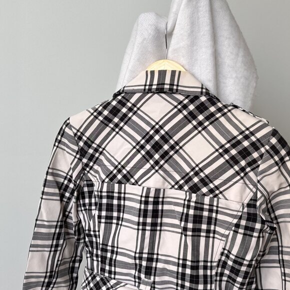 Le Chateau Black & White Plaid Trench Style - Picture 5 of 6